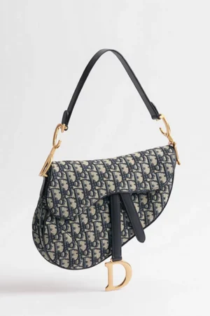 Saddle 馬鞍袋連肩帶 藍色 Dior Oblique 緹花