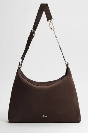 大碼 Diorly 手袋 朱古力色絨面小牛皮