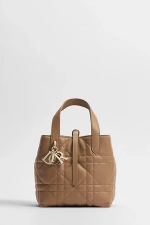 小碼 Dior Toujours 直向手挽袋 駝色大型藤格紋圖案小牛皮